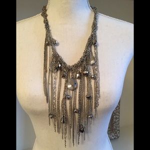Dramatic chain and rhinestone necklace